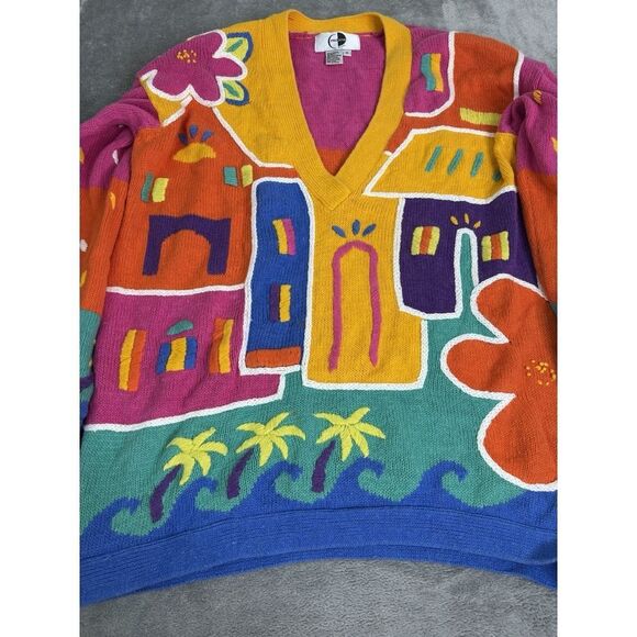 Vintage 90s Knit Pullover Sweater Women's Size Medium Pink - Picture 3 of 9